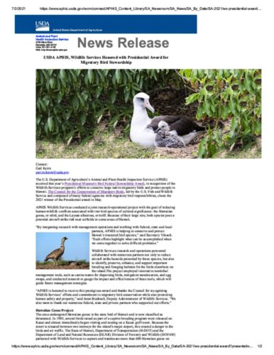thumbnail of APHIS News Release June 23 2021
